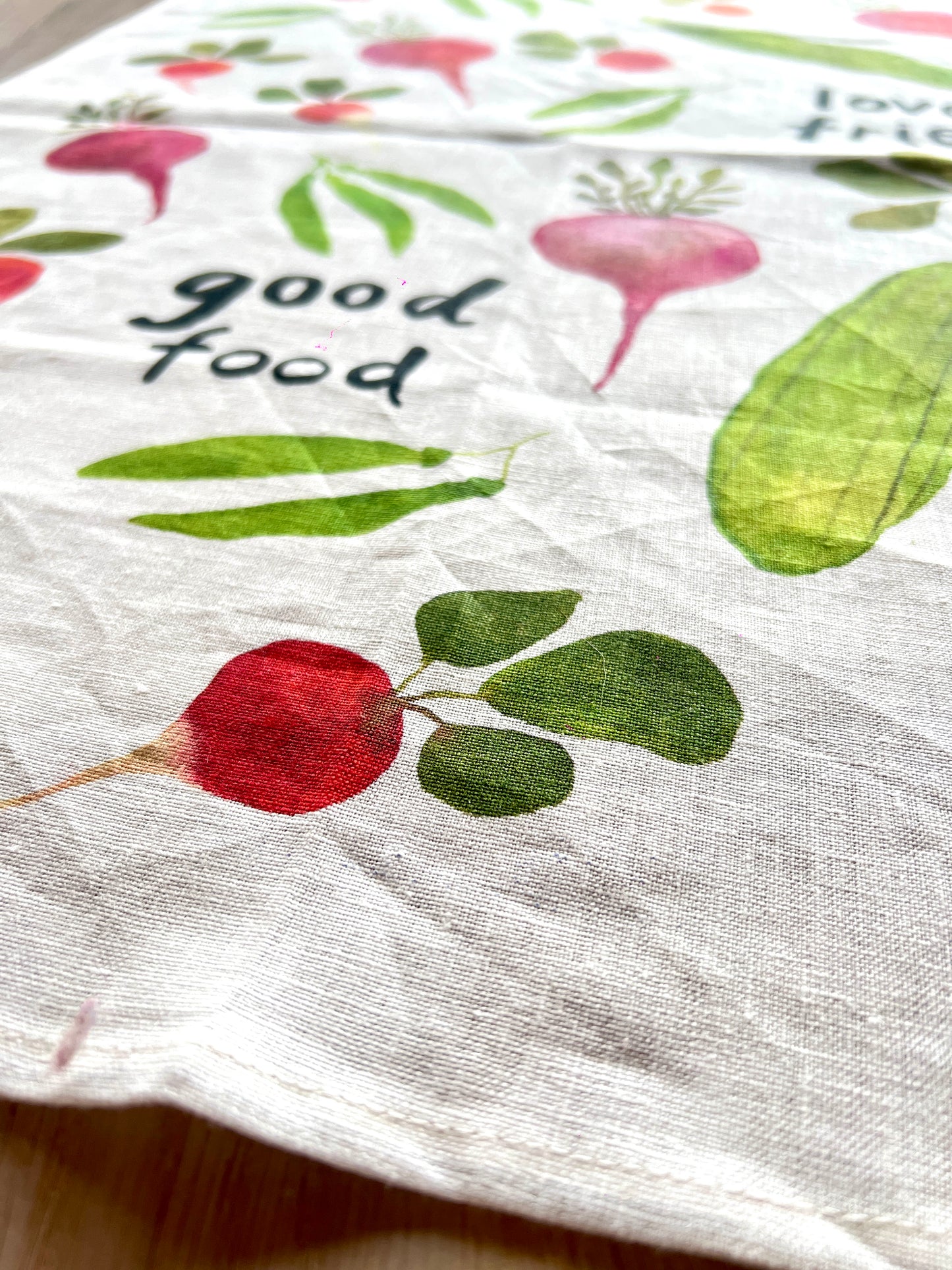 Good friends, lovely food tea towel