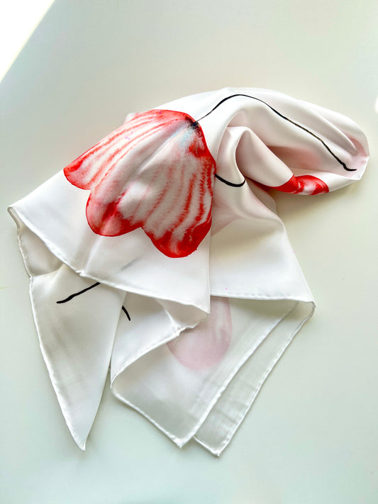 Six Flowers – Silk Twill Scarf | 60x60 cm