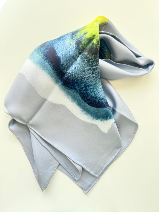 Blue Flower – Silk Twill Scarf | 60x60 cm