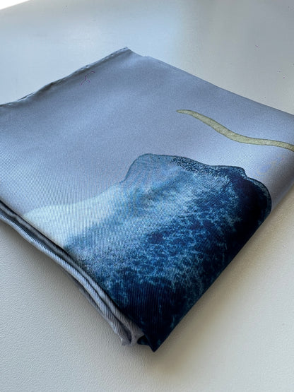 Blue Flower – Silk Twill Scarf | 60x60 cm