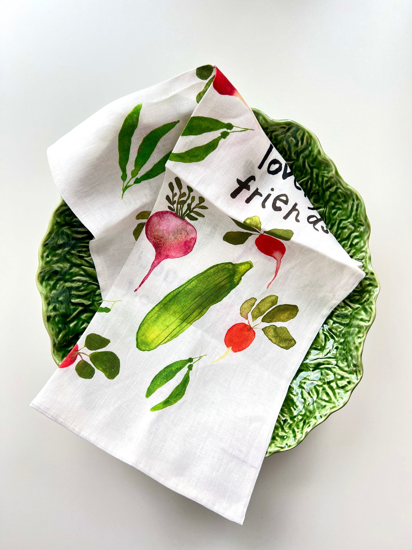 Good friends, lovely food tea towel