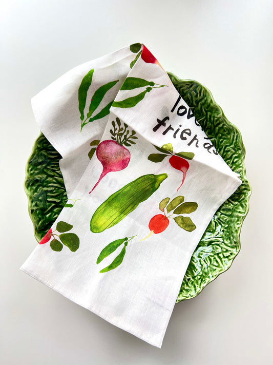 Good friends, lovely food tea towel