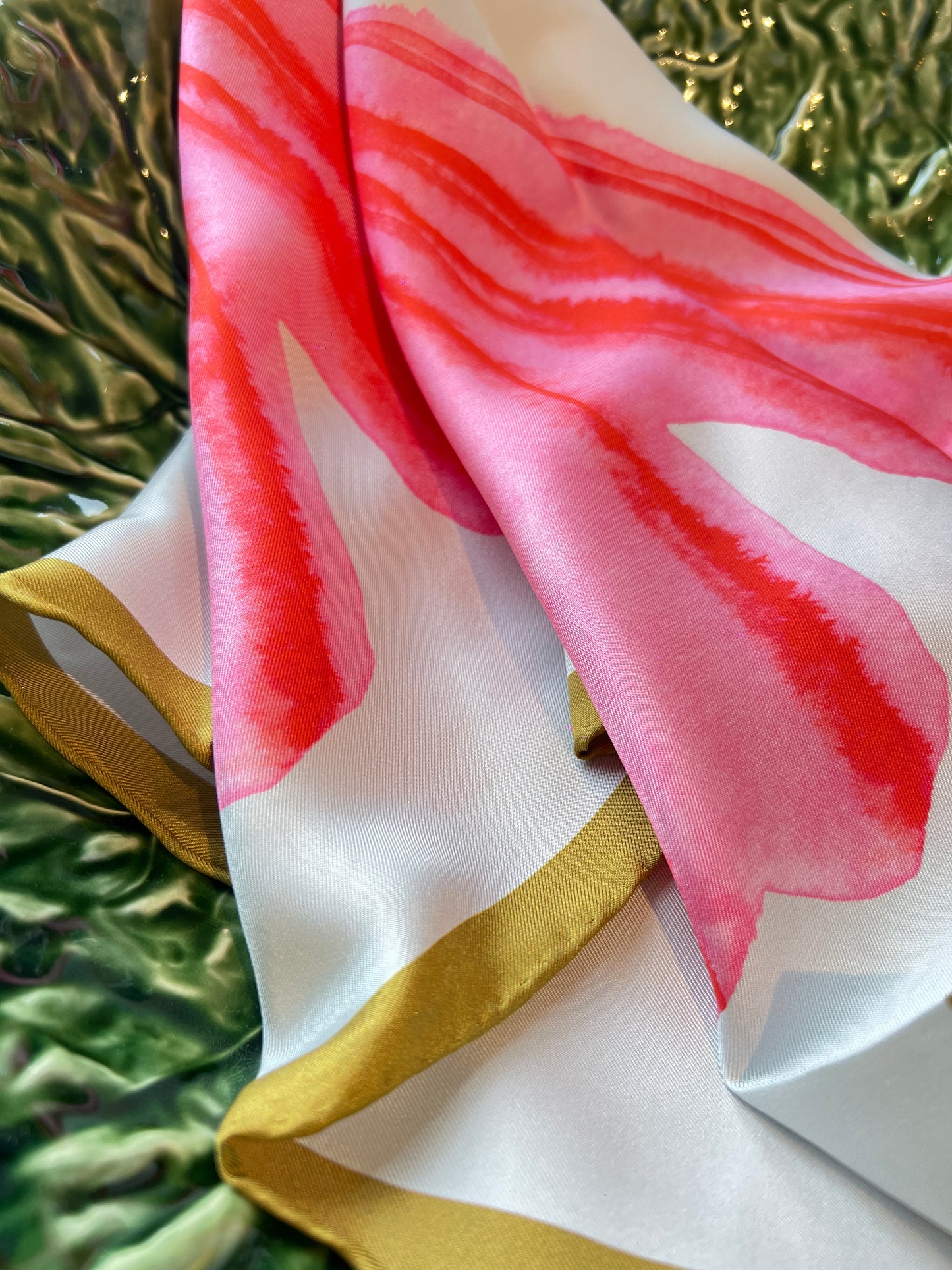 Pink Flower – Silk Twill Scarf | 60x60 cm